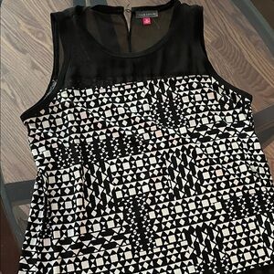 Vince Camuto Black and White Geometric Tank Top
